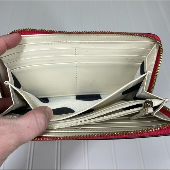 Kate Spade Wallet Clutch Zip Around Pink Leather - Picture 7 of 10
